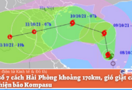 Bão số 7 cách Hải Phòng khoảng 170km, gió giật cấp 10, xuất hiện bão Kompasu