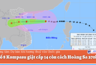 Tin bão mới nhất: Bão số 8 Kompasu giật cấp 14 còn cách Hoàng Sa 270km