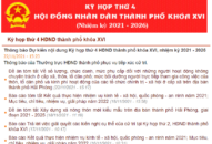 Thông báo Dự kiến nội dung Kỳ họp thứ 4 HĐND thành phố khóa XVI, nhiệm kỳ 2021-2026