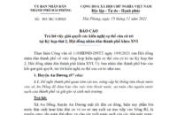 Báo cáo Trả lời việc giải quyết các kiến nghị cụ thể của cử tri tại Kỳ họp thứ 2, HĐND thành phố khóa XVI