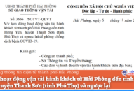 Dừng hoạt động vận tải hành khách từ Hải Phòng đến tỉnh Hưng Yên; huyện Thanh Sơn (tỉnh Phú Thọ) và ngược lại