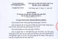 Quyết định về việc giao dự toán thu, chi ngân sách năm 2022 cho các cấp, các ngành, các đơn vị