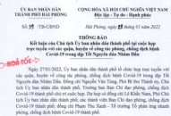 Kết luận của Chủ tịch UBND thành phố về công tác phòng chống dịch bệnh COVID-19 trong dịp Tết Nguyên đán Nhâm Dần