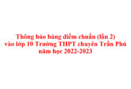 Thông báo bảng điểm chuẩn (lần 2) vào lớp 10 Trường THPT chuyên Trần Phú năm học 2022-2023