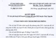 Công khai Kế hoạch sử dụng đất năm 2022 huyện Thủy Nguyên