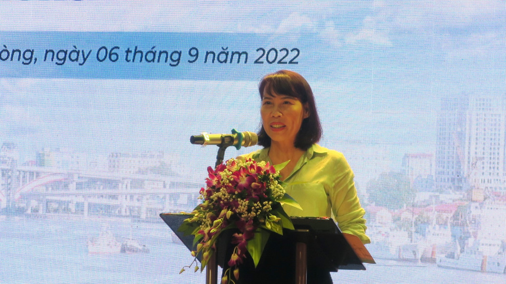 Bà Nguyễn Thị Thương Huyền, Giám đốc Sở Du lịch Hải Phòng phát biểu.
