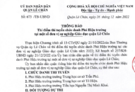 Thông báo thí điểm thi tuyển chức danh Phó Hiệu trưởng tại một số đơn vị sự nghiệp Giáo dục quận Lê Chân