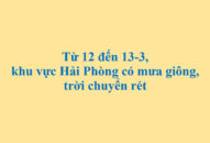 Từ 12 đến 13/3, khu vực Hải Phòng có mưa giông, trời chuyển rét