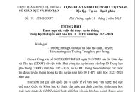 Danh mục các cuộc thi được tuyển thẳng trong kỳ thi tuyển sinh vào lớp 10 năm học 2023-2024