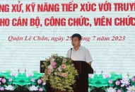 Quận Lê Chân tập huấn đạo đức công vụ, văn hóa công sở, quy tắc ứng xử, kỹ năng tiếp xúc với truyền thông cho cán bộ, công chức, viên chức