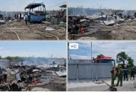 Cháy bãi phế liệu ô tô cũ ở ngoại thành Hải Phòng