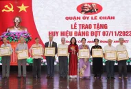 Quận ủy Lê Chân trao tặng Huy hiệu Đảng đợt 07/11/2023 cho các đảng viên đang sinh hoạt tại các Chi bộ