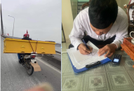 Trạm CSGT Lưu Kiếm: Vận động người đàn ông chở hàng hoá cồng kềnh, gây cản trở giao thông trên tuyến đường Cầu Bính chấp hành nghiêm an toàn giao thông
