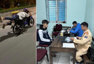 Công an huyện Thủy Nguyên: Xử lý 01 trường hợp nằm trên yên điều khiển xe mô tô