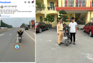 Trạm CSGT Lưu Kiếm xử lý một học sinh buông hai tay điều khiển xe máy điện