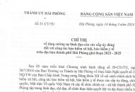 Chỉ thị về tăng cường sự lãnh đạo của các cấp ủy đảng đối với công tác bảo hiểm xã hội, bảo hiểm y tế trên địa bàn thành phố Hải Phòng giai đoạn 2023 – 2025