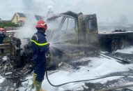 Thông tin về vụ cháy xe đầu kéo tại đường 5 cũ (An Dương)