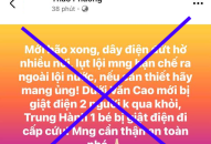 Xử phạt cá nhân đăng tải thông tin sai sự thật vụ việc “điện giật làm 2 người không qua khỏi tại Văn Cao”