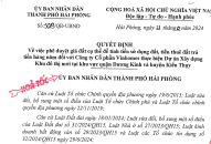 Phê duyệt giá đất cụ thể để tính tiền sử dụng, tiền thuê đất trả tiền hàng năm đối với Công ty Cổ phần Vinhomes thực hiện Dự án Xây dựng Khu đô thị mới tại khu vực quận Dương Kinh và huyện Kiến Thụy