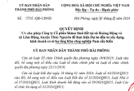 Cho phép Công ty Shinec thuê đất tại các xã Hoàng Động, Lâm Động (Thủy Nguyên) để thực hiện Dự án ĐTXD kinh doanh cơ sở hạ tầng Khu công nghiệp Nam cầu Kiền