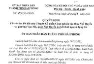 Thu hồi đất của Công ty Cổ phần Công nghiệp tàu thủy Ngô Quyền tại phường Vạn Mỹ, quận Ngô Quyền do hết thời hạn sử dụng đất