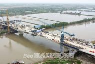 Thi công cầu Tiên Thanh và đường nối đến quốc lộ 10 đạt hơn 86% mức kế hoạch