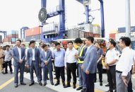 Chủ tịch UBND thành phố kiểm tra thực địa Bến số 5, số 6 Khu bến cảng Lạch Huyện, nghe đề xuất các Dự án đầu tư của Tập đoàn Hateco