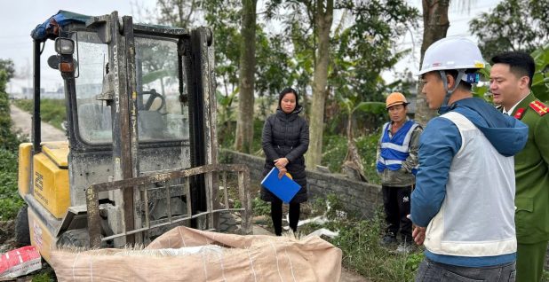 Công an xã Quyết Thắng xác minh, làm rõ hành vi đổ chất thải xây dựng trái phép